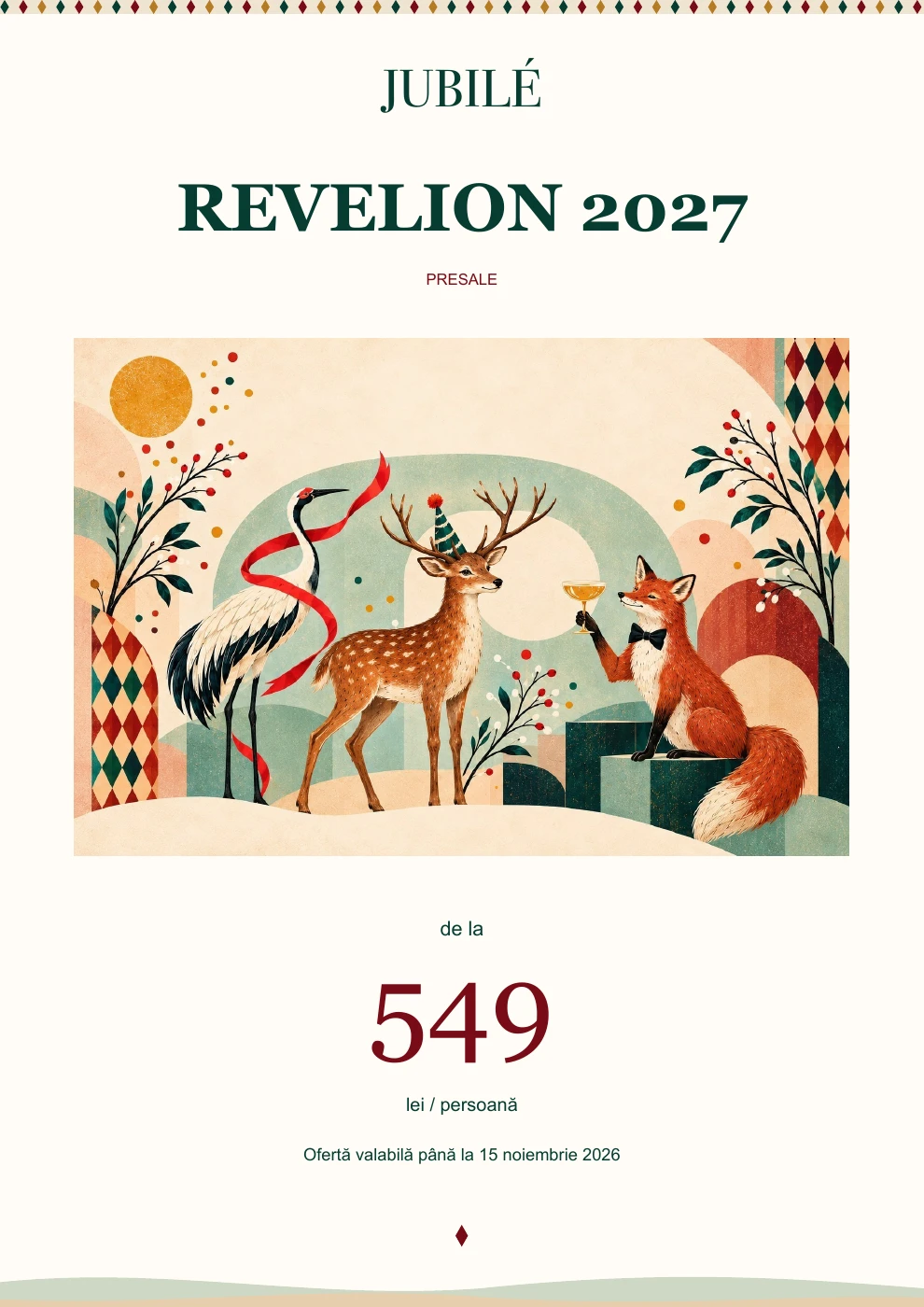 Revelion 2027 14 Coperta broșurii Jubilé Revelion 2027, presale de la 549 lei.